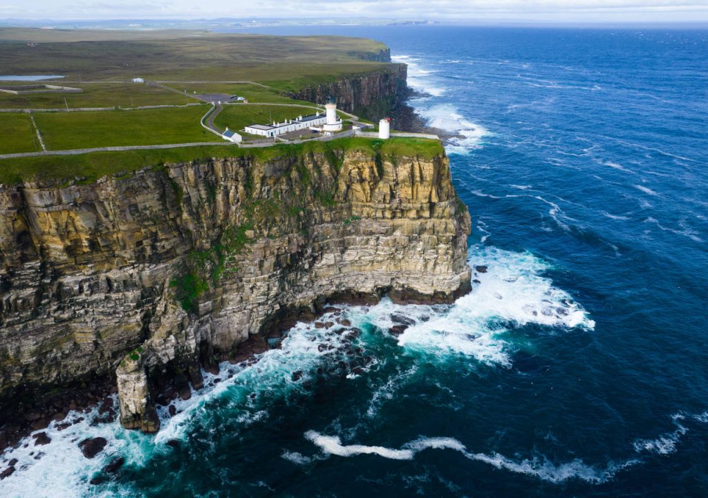 Dunnet Head Lighthouse aerial view - North Coast 500