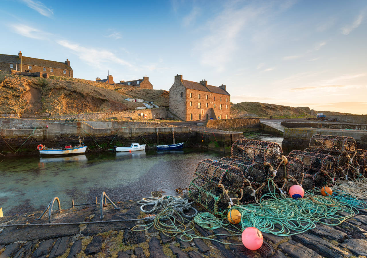 Lobster pots in the harbour at Keiss