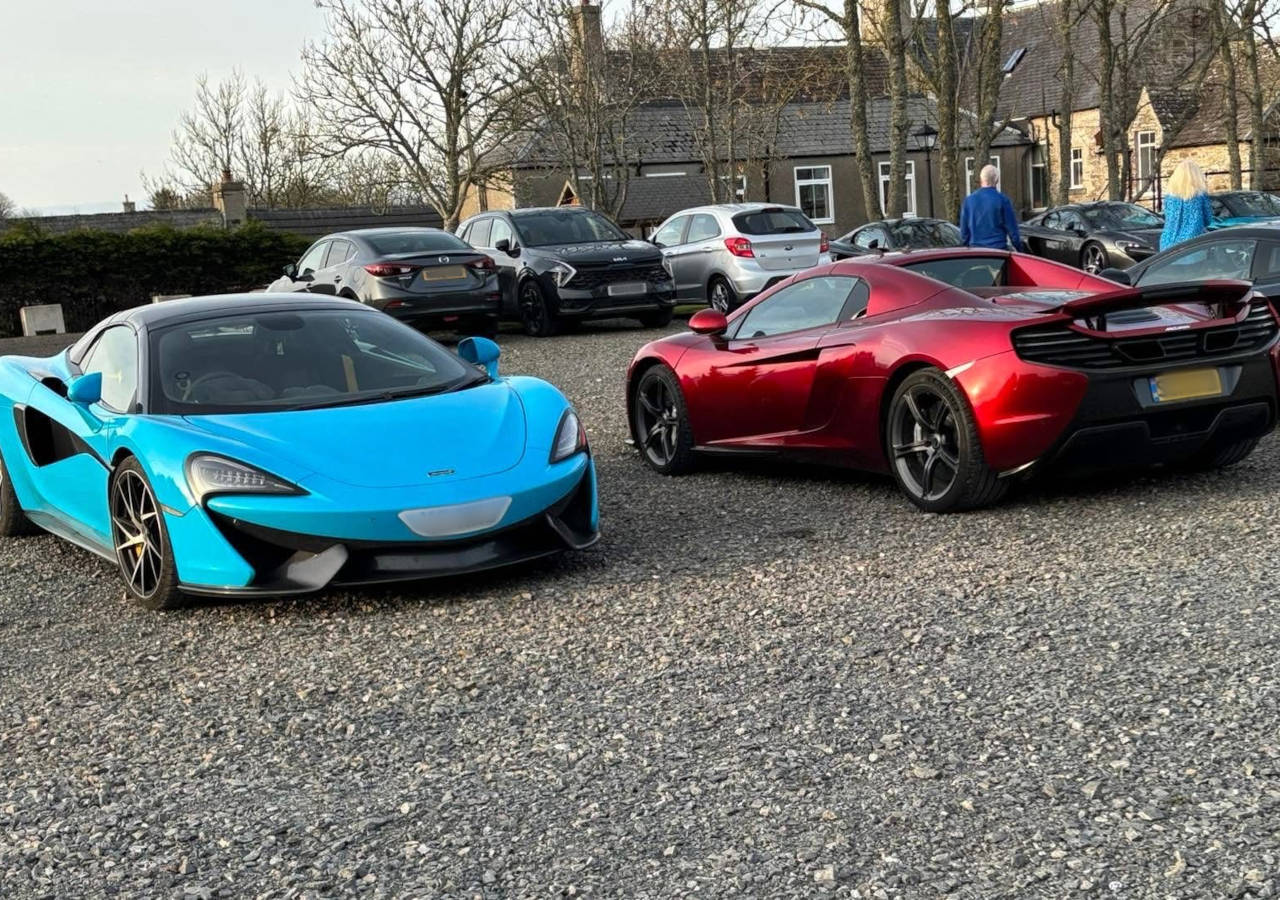 Supercars outside the Ulbster Arms Hotel in Caithness
