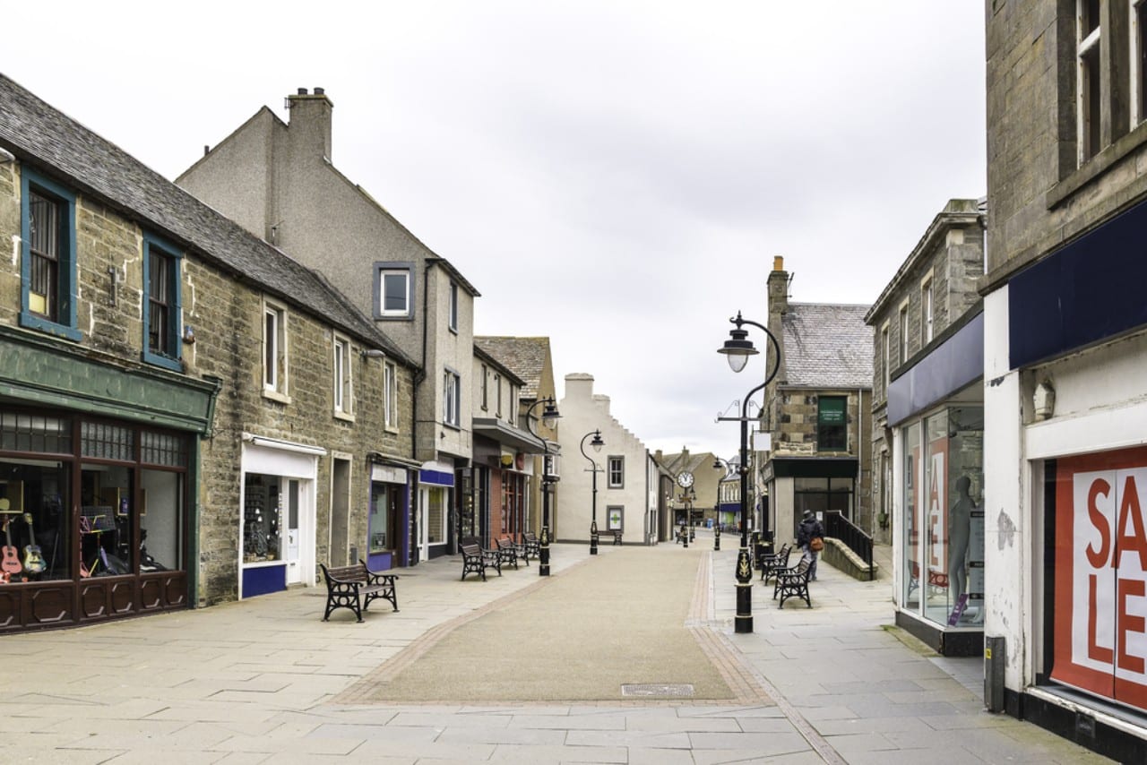 The historic town centre of Thurso in Caithness and Sutherland.