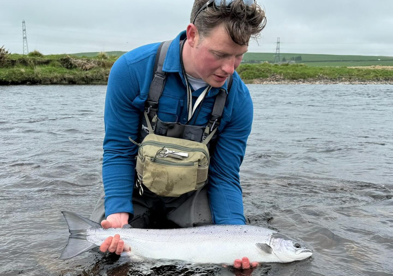 River Thurso fisherman with salmon